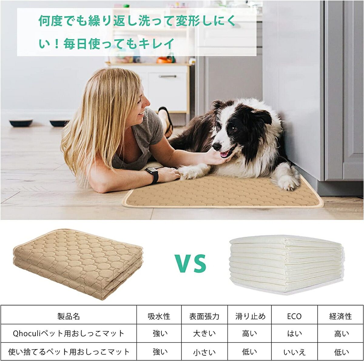 【四層構造 強吸水性】犬 ペット用 防水シートマット おねしょ 通気防水 吸水 おしゃれ 携帯便利 滑り止め付 折り畳み可 軽量 大判 コンパクト 大型犬 赤ちゃん ベビー 介護 お出かけ用 かわいい 綿素材 ベビー肌に優しい 繰り返し利用 薄手 洗濯可 移動用 送料無料 - 画像 (2)