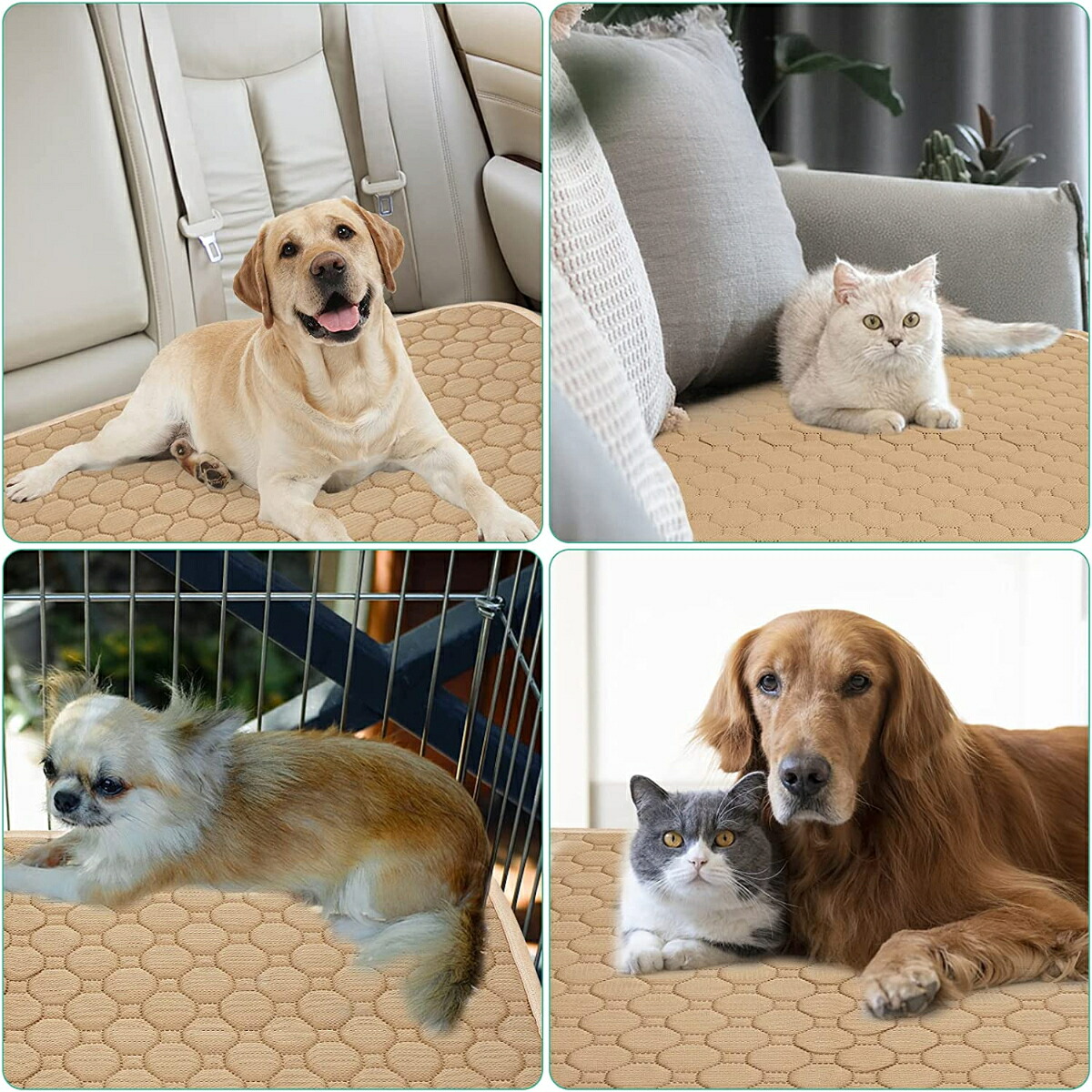 【四層構造 強吸水性】犬 ペット用 防水シートマット おねしょ 通気防水 吸水 おしゃれ 携帯便利 滑り止め付 折り畳み可 軽量 大判 コンパクト 大型犬 赤ちゃん ベビー 介護 お出かけ用 かわいい 綿素材 ベビー肌に優しい 繰り返し利用 薄手 洗濯可 移動用 送料無料 - 画像 (4)